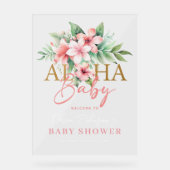 Baby shower d'Aloha à fleurs rose tropicale Bienve (Recto)