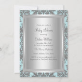 Baby shower Damas bleu et argent Invitation (Dos)