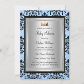 Baby shower Damas bleu et noir Invitation (Dos)