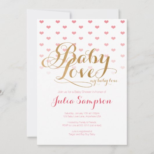 Baby shower d'amour pour bébé Invitation (Devant)