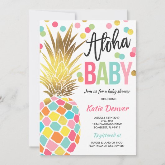Baby shower d'ananas Invitation Douche tropicale (Devant)
