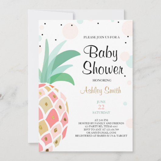 Baby shower d'ananas invitation Mariage tropicale (Devant)