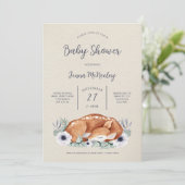Baby shower d'animaux de bois, invitation aux cerf (Debout devant)
