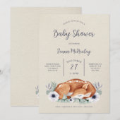 Baby shower d'animaux de bois, invitation aux cerf (Devant / Derrière)