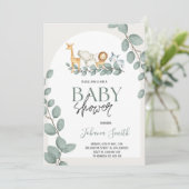 Baby shower d'animaux Safari Invitation (Debout devant)