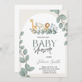 Baby shower d'animaux Safari Invitation (Devant / Derrière)