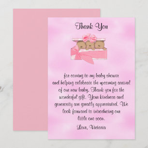 Baby shower Dank je, het is Triplets Girl Kaart