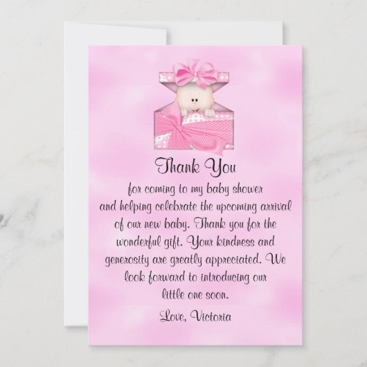 Baby shower Dank je, meisje Kaart (Voorkant)