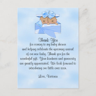Baby shower Dank je wel, het is Twintig-jongen etn Briefkaart