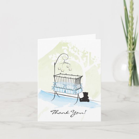 Baby shower Dank u - Blauw Bedankkaart (Voorkant)