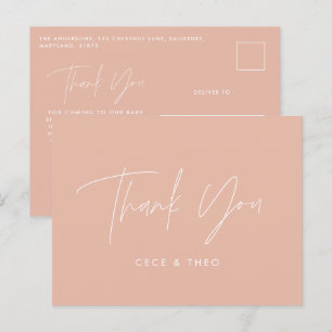 Baby shower dank u blos roze elegant modern briefkaart