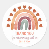 Baby shower Dank u Boho Rainbow Ronde Sticker (Voorkant)