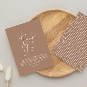 Baby shower dank u bruin elegant modern kaart