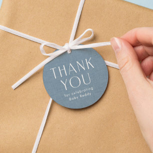 Baby shower dank u Chambray Blue Bedankjes Labels