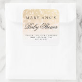Baby shower Dank u Gold Bokeh Sparkle Lights Vierkante Sticker (Tas)