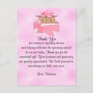 Baby shower Dank u het is tweeling meisje etnisch Briefkaart