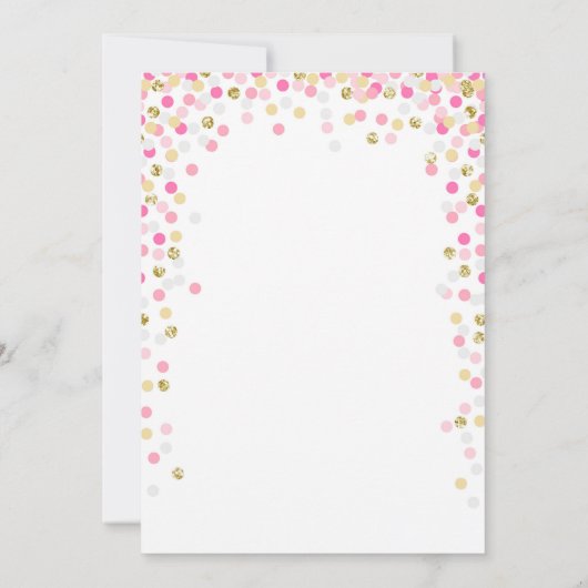 Baby shower Dank u Kaart Confetti Goud roze meisje (Achterkant)