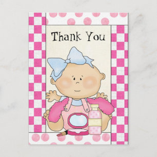 Baby shower Dank u meisje briefkaart