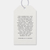 Baby shower dank u moderne pampas grasspriet cadeaulabel (Achterkant)