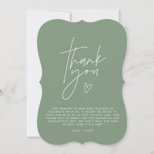 Baby shower dank u Sage Green Elegant Modern Kaart