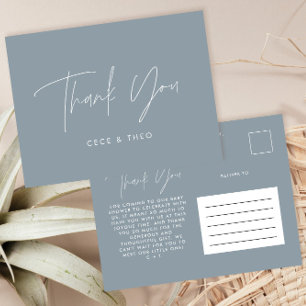Baby shower dank u stoffig blauw elegant modern briefkaart