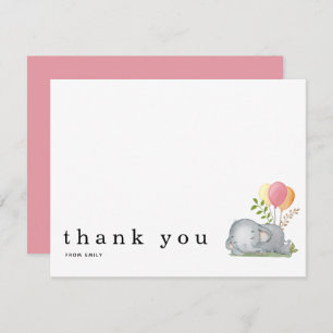 Baby shower Dank u voor uw naam Slapend Elephant P Notitiekaartje