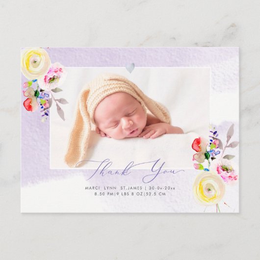 Baby shower Dank u Waterverf gele rozen Briefkaart (Voorkant)
