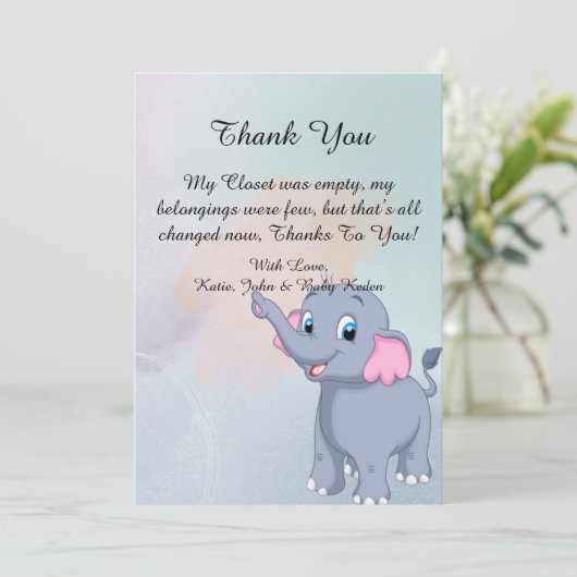 Baby shower Dank u wel kaarten (Staand voorkant)