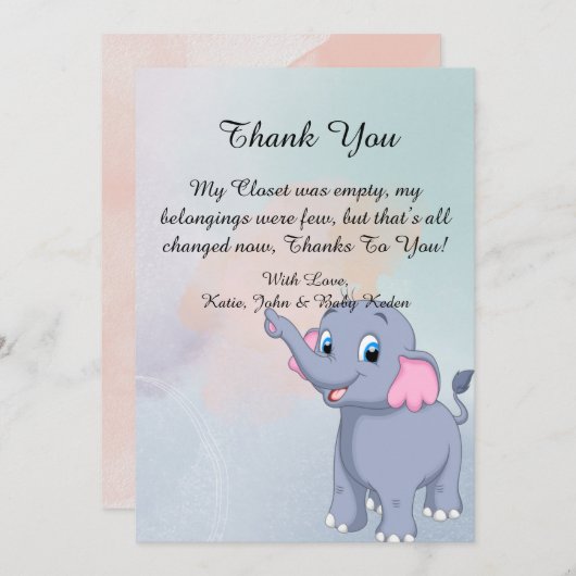 Baby shower Dank u wel kaarten (Voorkant / Achterkant)