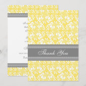 baby shower Dank u wel kaarten Lemon Grey Damask (Voorkant / Achterkant)