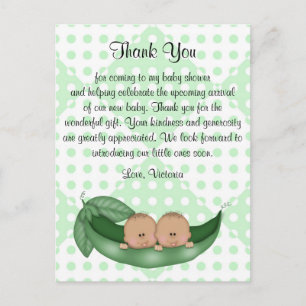 Baby shower Dank u wel Twins Peas in a Pod Briefkaart