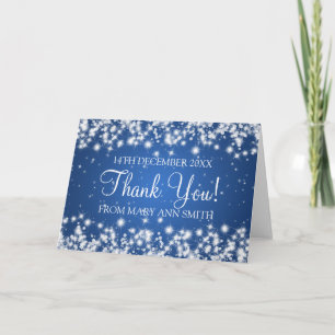Baby shower Dank u Winter Sparkle Blue Bedankkaart