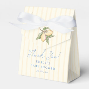 Baby Shower Dankjewel met Citroen Gele Strepen Bedankdoosjes