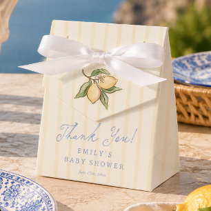 Baby Shower Dankjewel met Citroen Gele Strepen Bedankdoosjes
