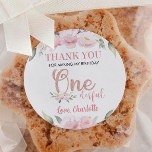 Baby shower d'anniversaire rose Floral Étiquette