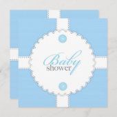 Baby shower Dantel Boy Flat Invitation Kaart (Voorkant / Achterkant)