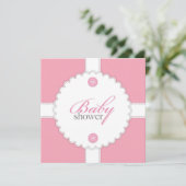 Baby shower Dantel Girl Flat Invitation Kaart (Staand voorkant)