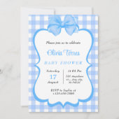 baby shower d'aquarelle bleu blanc Invitation (Devant)