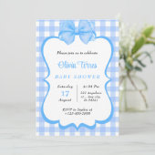baby shower d'aquarelle bleu blanc Invitation (Debout devant)