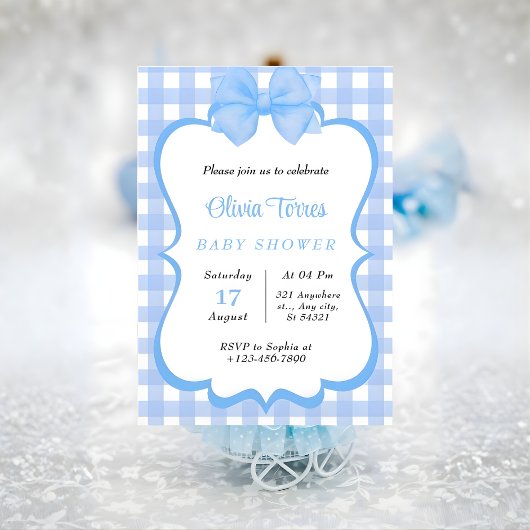 baby shower d'aquarelle bleu blanc Invitation