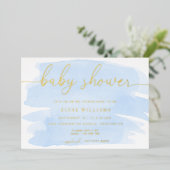 Baby shower d'aquarelle bleu Invitation à huile (Debout devant)