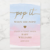 Baby shower d'aquarelle bleu rose Étiquette boutei (Étiquettes simples)