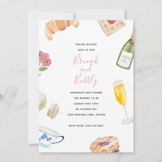 Baby shower d'aquarelle Brunch Invitations (Devant)