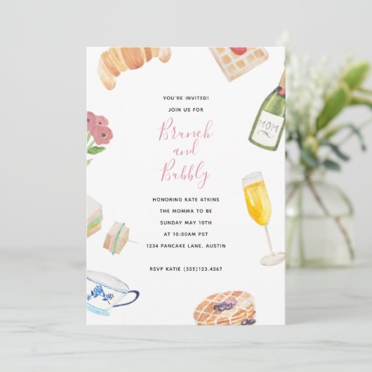 Baby shower d'aquarelle Brunch Invitations (Debout devant)