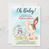 Baby shower d'aquarelle Bunny Invitation de ferme (Devant)
