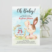 Baby shower d'aquarelle Bunny Invitation de ferme (Debout devant)
