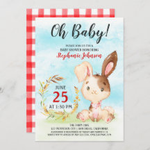 Baby shower d'aquarelle Bunny Invitation de ferme