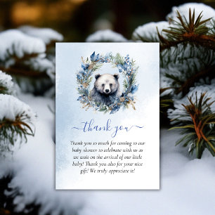 Baby shower d'aquarelle de l'ours d'hiver Merci