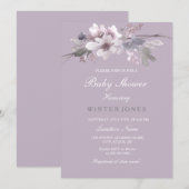 Baby shower d'aquarelle florale violet Invitation (Devant / Derrière)