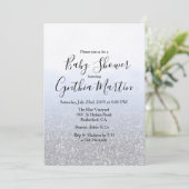 Baby shower d'aquarelle gris bleu Invitation (Debout devant)